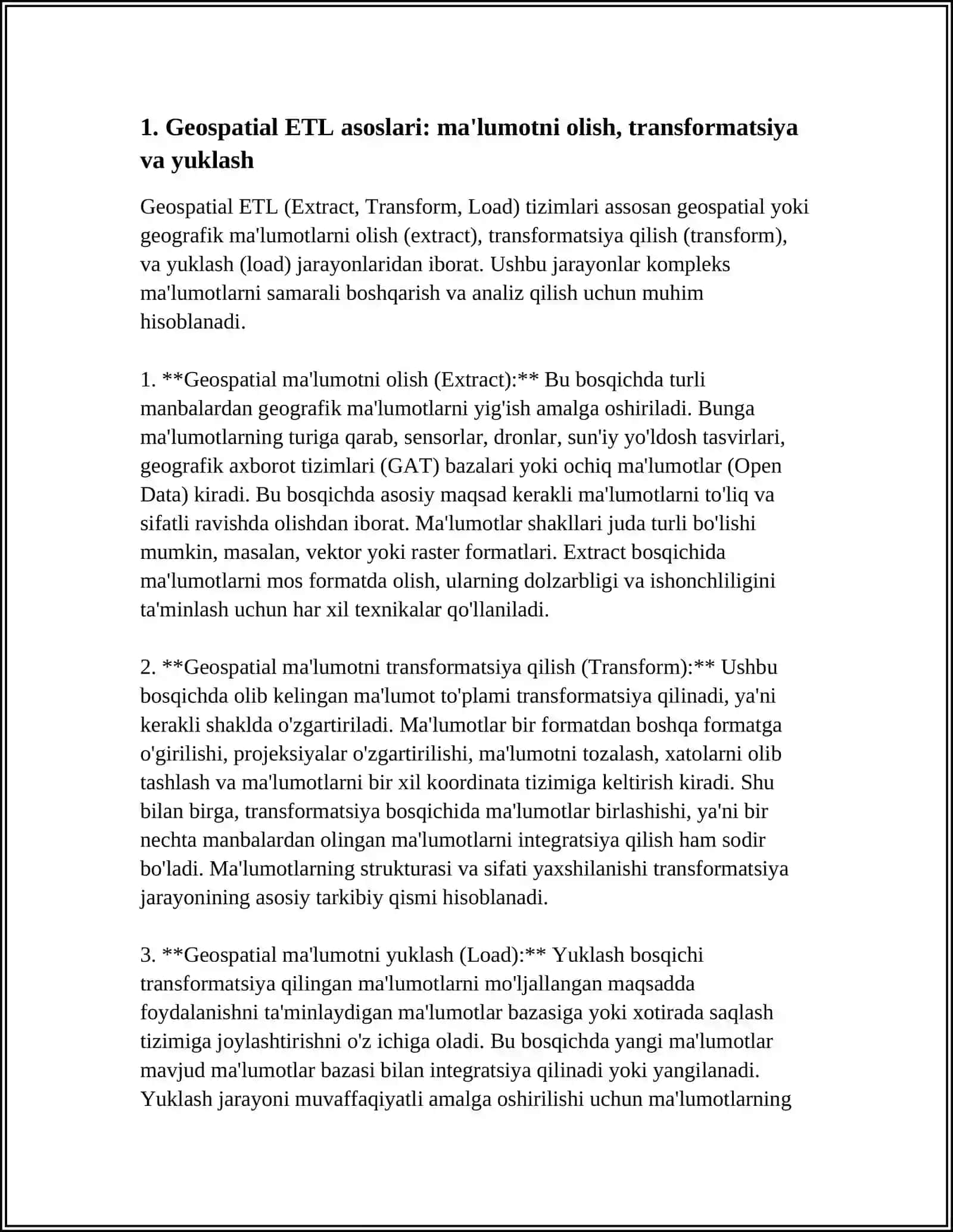 GEOSPATIAL ETL TIZIMLARI 3