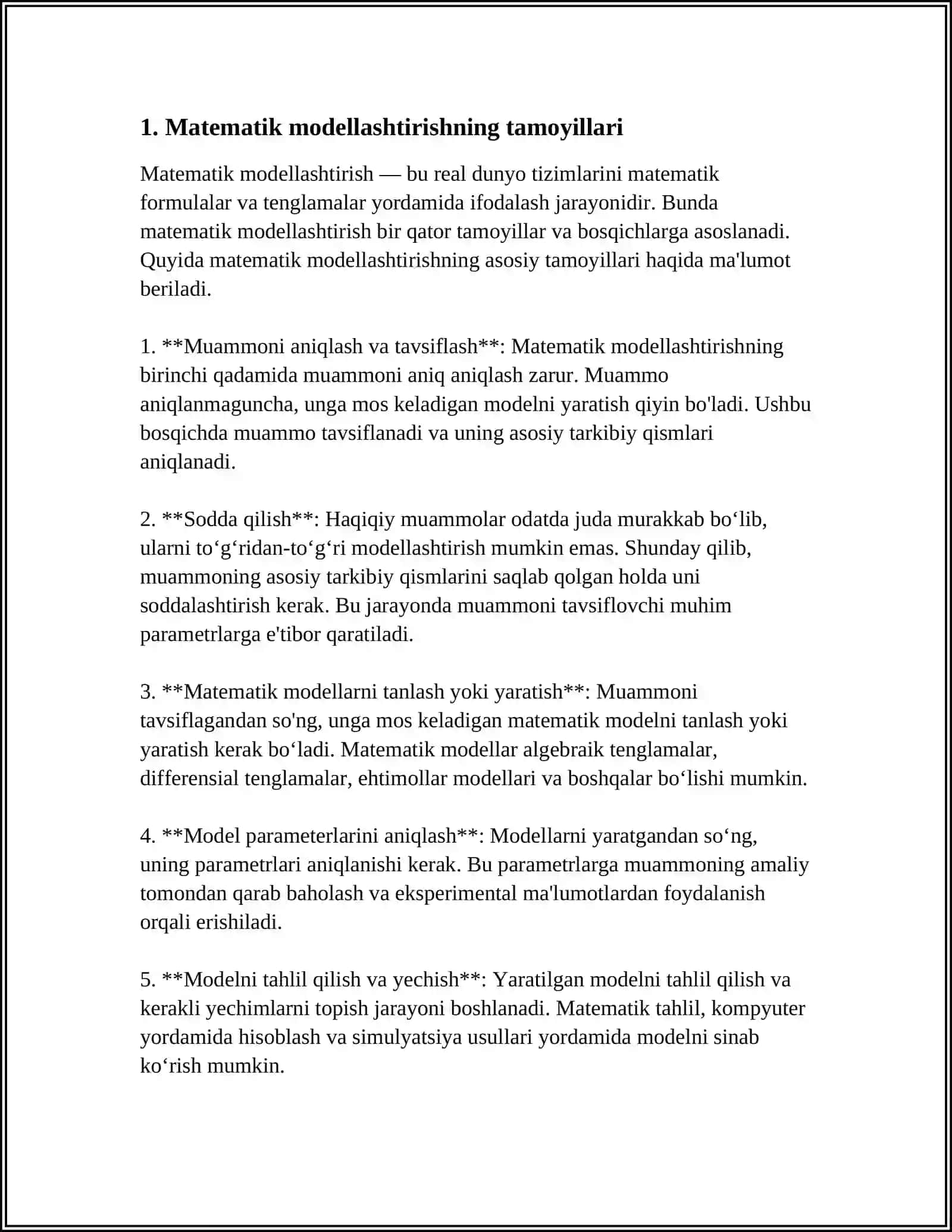 Matematik Modellashtirish Usullarini Yaratish 3