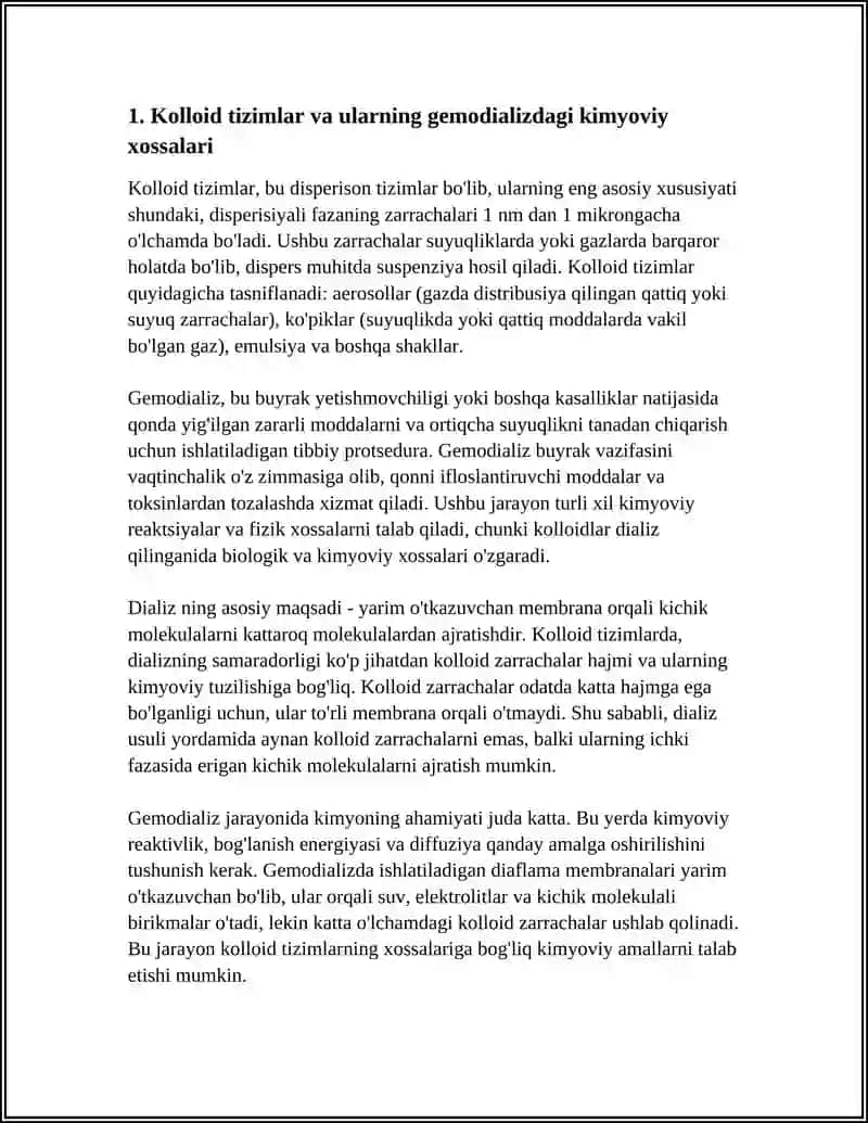 KOLLOID SISTEMALARNI DIALIZ YO'LI BILAN TOZALASH GEMODIALIZNI O'TKAZISHDA KIMYONING AHAMIYATI 3