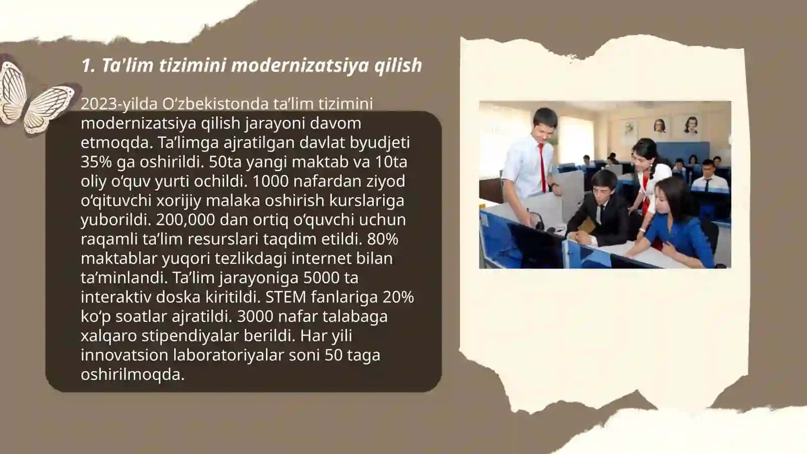 O‘ZBEKISTON RESPUBLIKASIDA TAʼLIM SOHASIDA AMALGA OSHIRILGAN ISLOHOTLAR 3