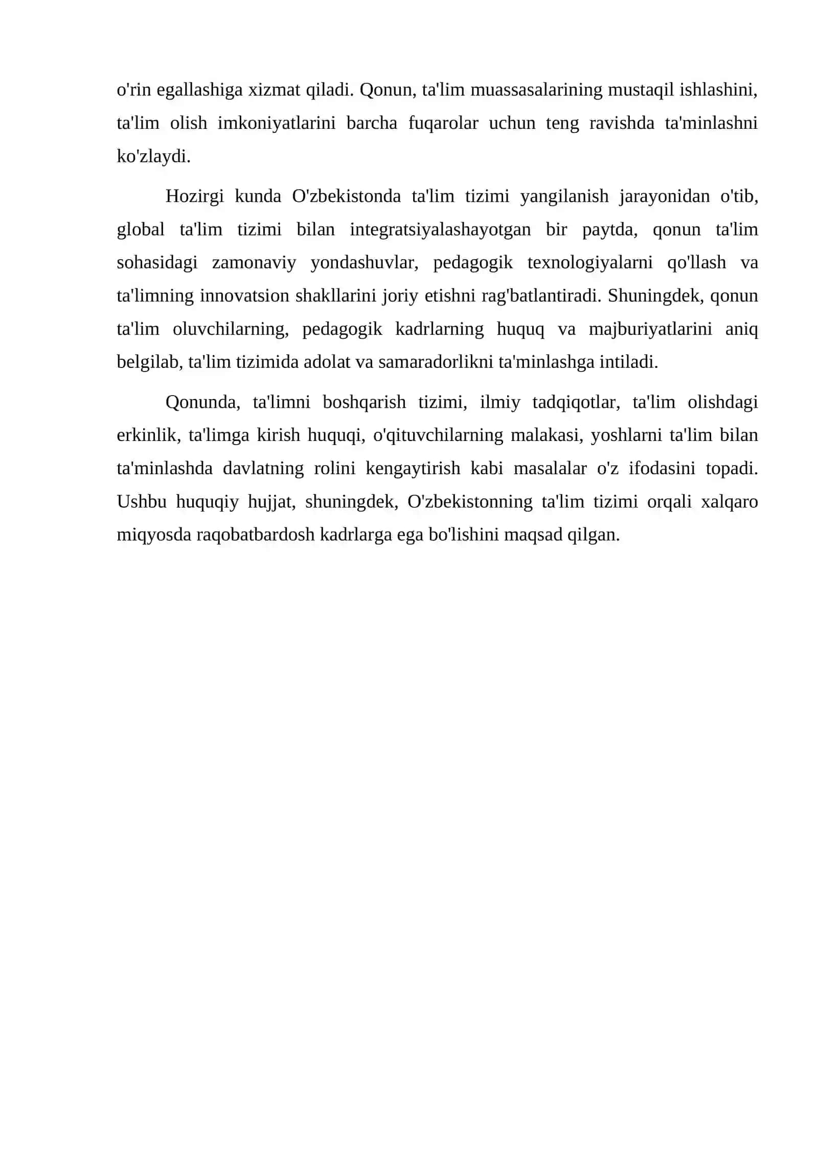 O'zbekiston Respublikasida ''Ta'lim to'g'risi ''dagi Qonunning mohiyati 3