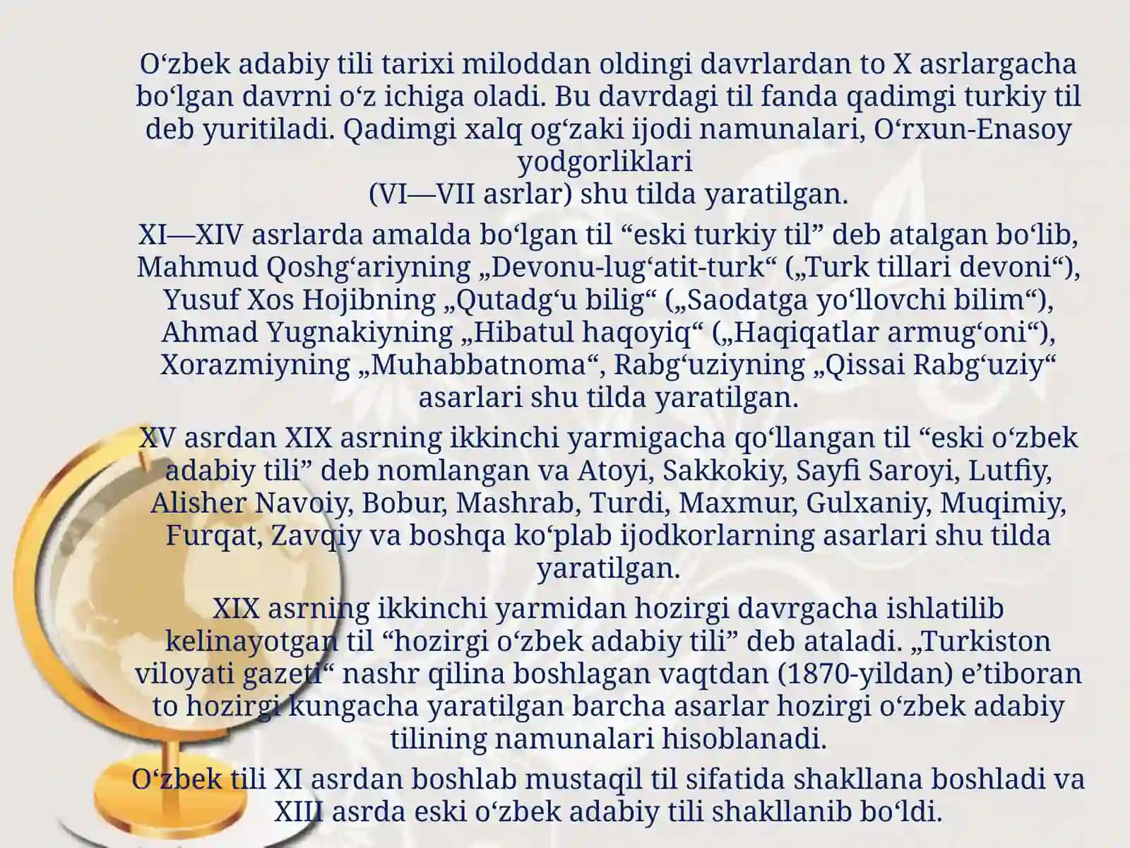 DUNYO UZRA JARANGLAYOTGAN TIL, INSON TARAQQIYOTINING TAYANCHI 3