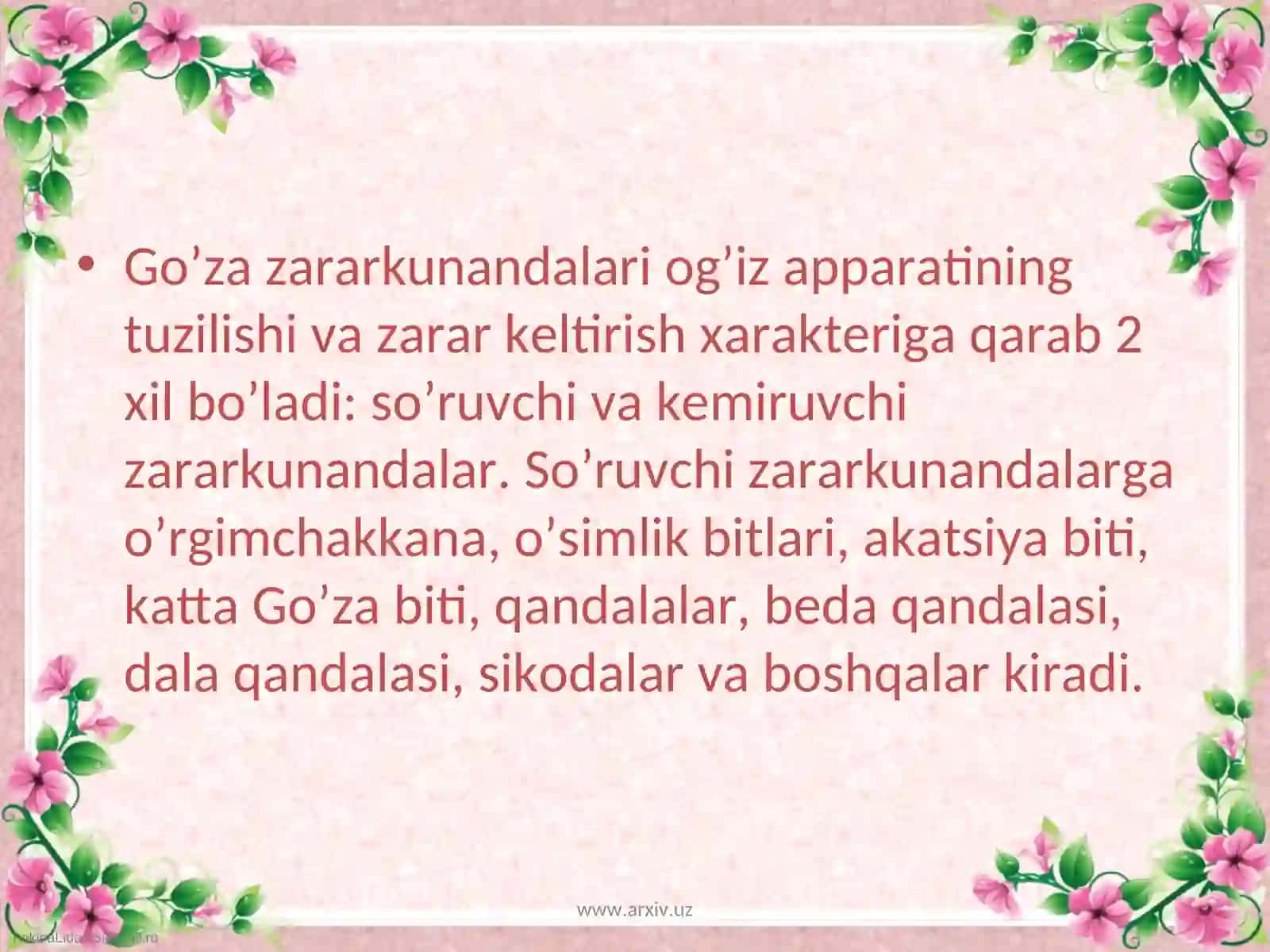 Go’zaning zararkunandalariva ularga qarshi kurash 3