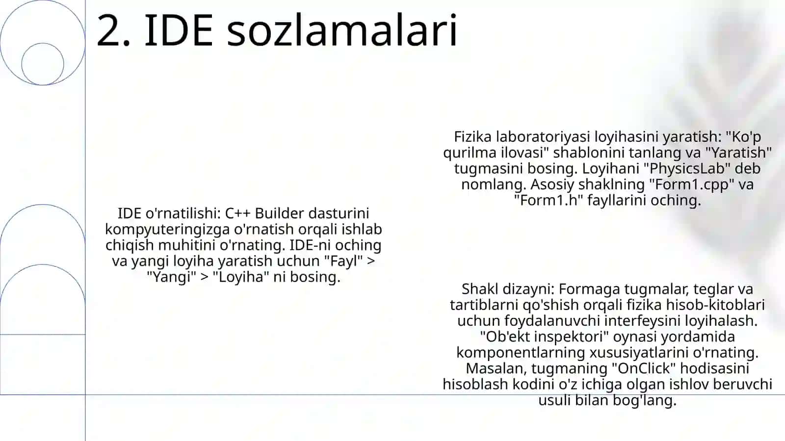 C++Builderda Fizika Fanidan Laboratoriya Dasturini Tuzish 3