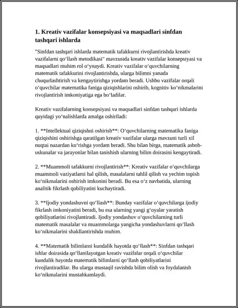 "Sinfdan tashqari ishlarda matematik tafakkurni rivojlantirishda kreativ vazifalarni qo‘llash metodikasi" 3