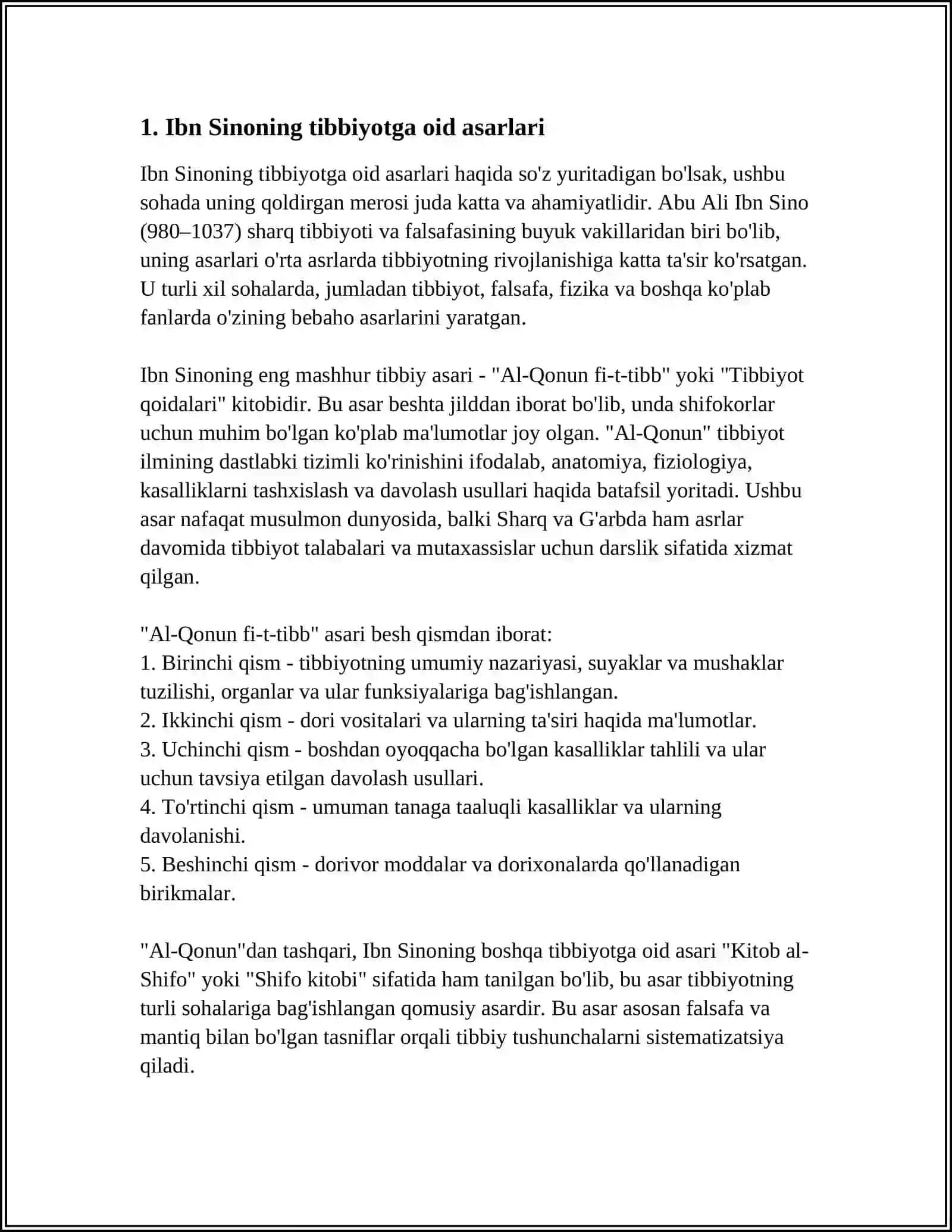 Ibn Sinoning tibbiyotga oid asarlari 3