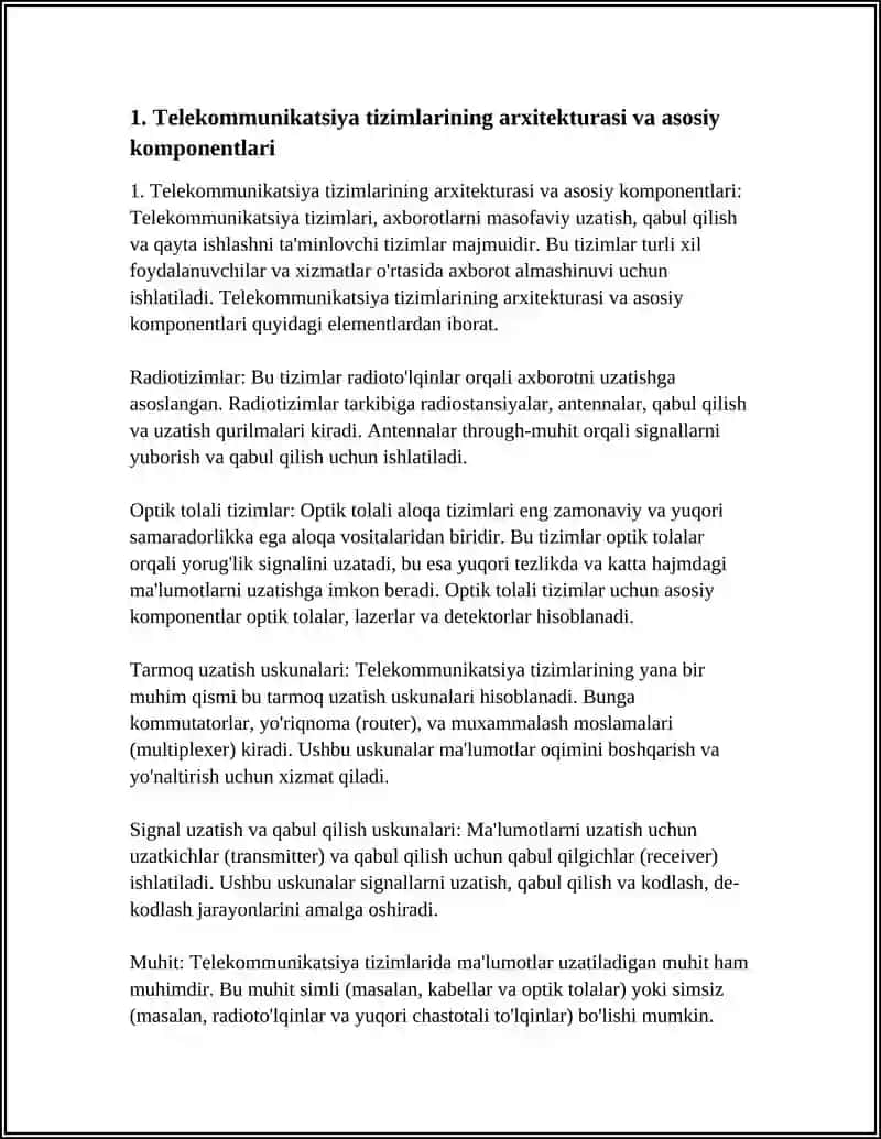 Telekommunikatsiya tizimlari va tarmoqlari 3