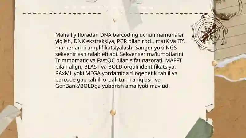 Mahalliy floradan bioinformatika dasturlarini oʻrganish va amaliy qoʻllash 3