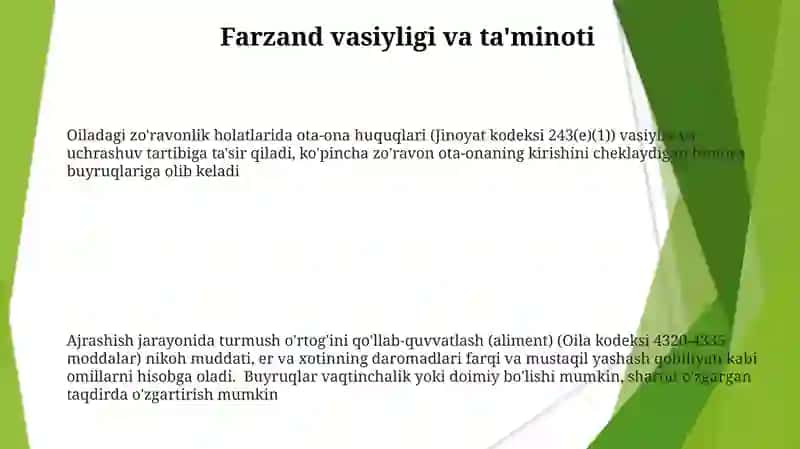 Oilada Er -Xotin va Ota onaning huquqiy maqomi 3
