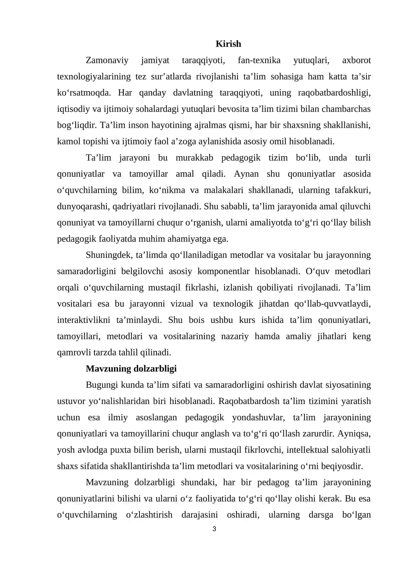Ta’lim qonuniyatlari va tamoyillari. Ta’limning metod va vositalari 3
