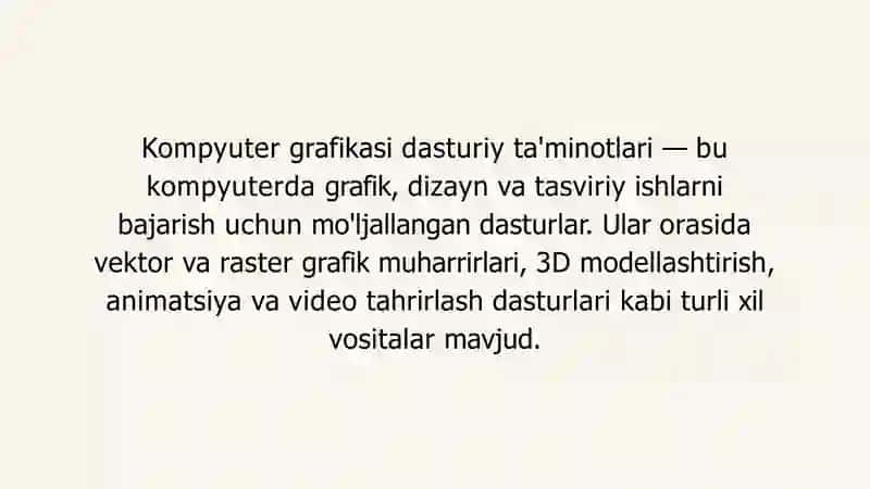Kompyuter grafikasining dasturiy ta'minoti 3