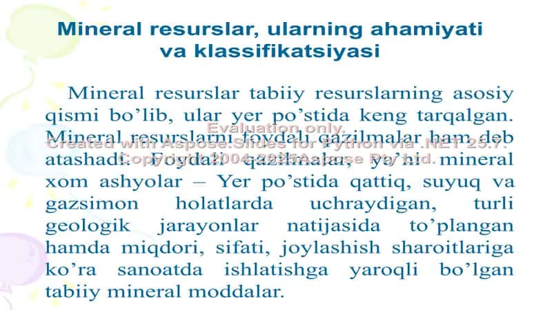 MINERAL XOM ASHYO RESURSLARIDAN SAMARALI FOYDALANISH VA ULARNI MUHOFAZA QILISH 3