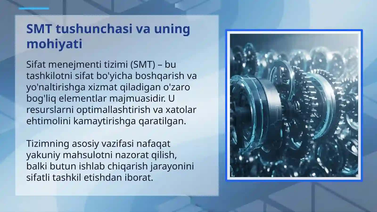 SIFAT MENEJMENTI TIZIMI: MUKAMMALLIK SARI YO'L 3