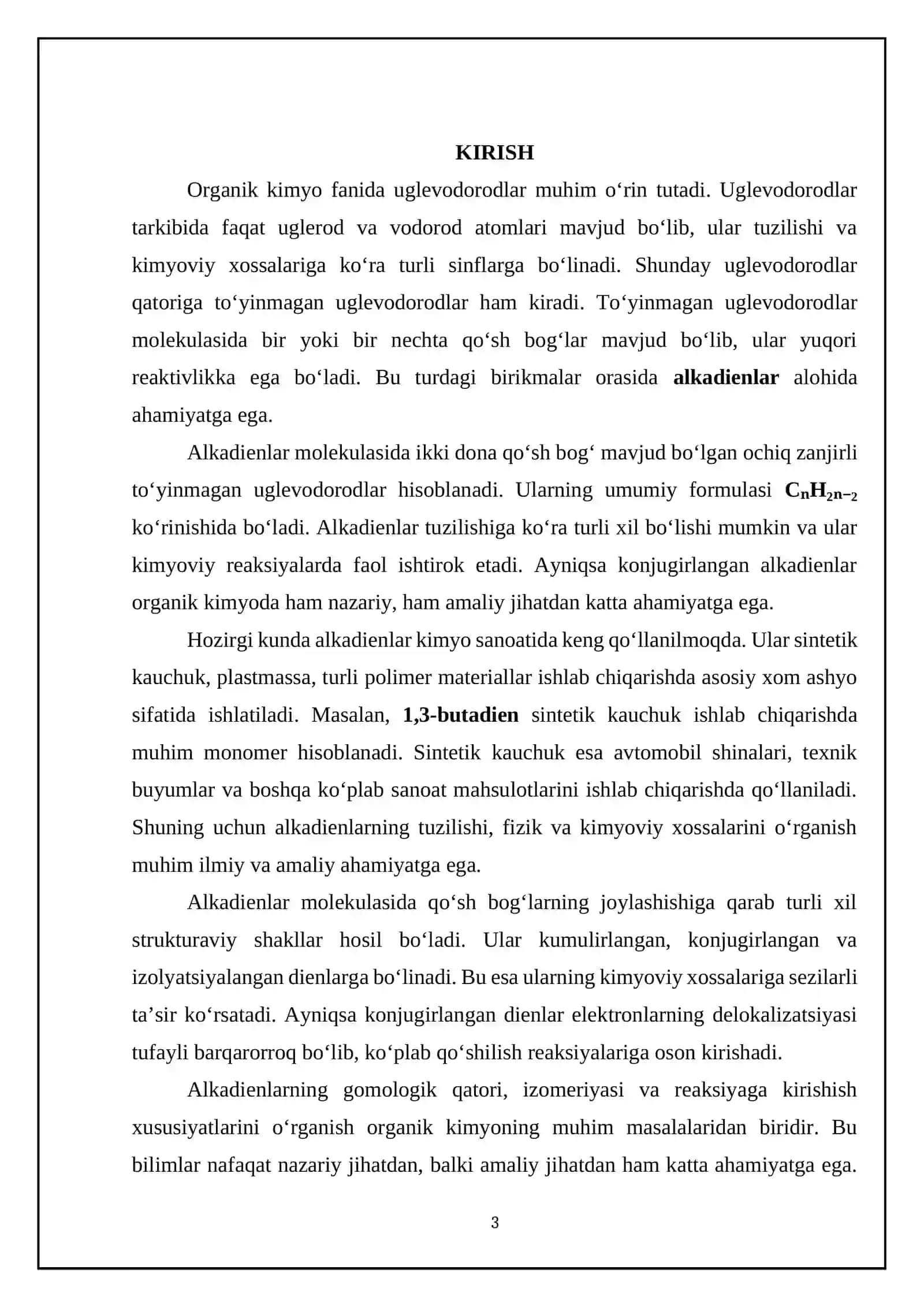 alkadiyenlar olinishi kurs ishi 3