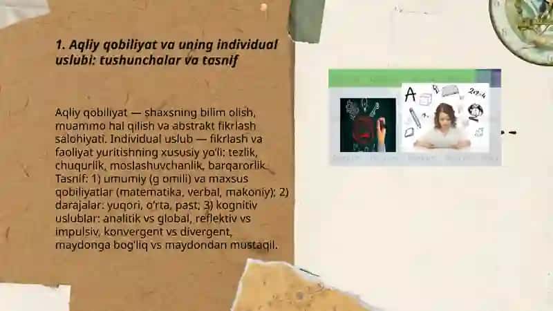 Aqliy qobiliyat va uning individual uslubi: tushunchalar va tasnif 3