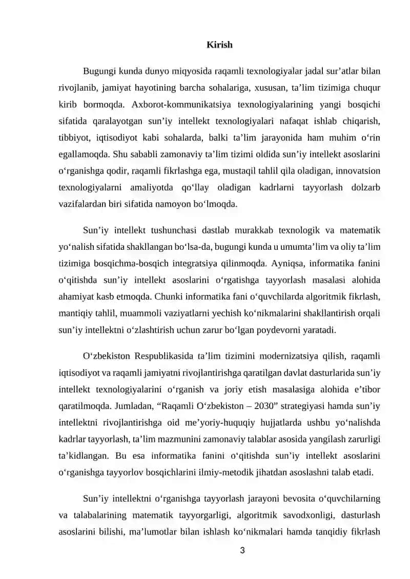 Sun’iy intellekt asoslarini o‘rganishga tayyorlov bosqichlari 3