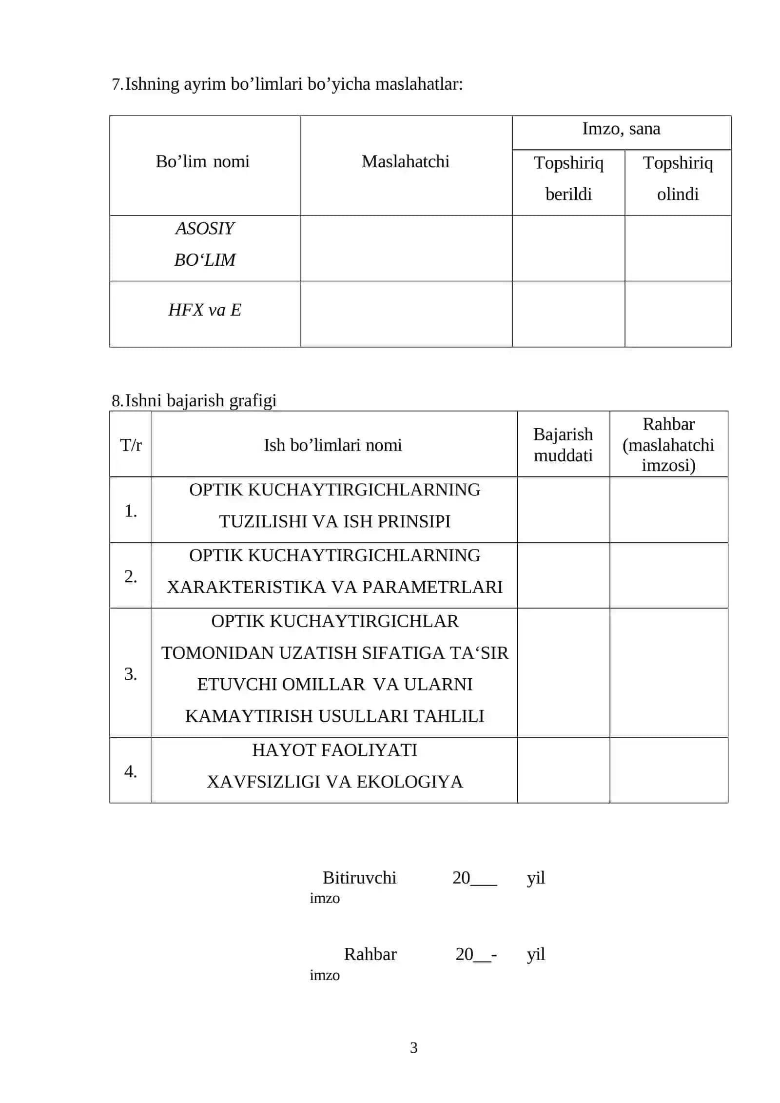 Optik kuchaytirgichlar tomonidan signallarni uzatish sifatiga ta‘sir etuvchi 3