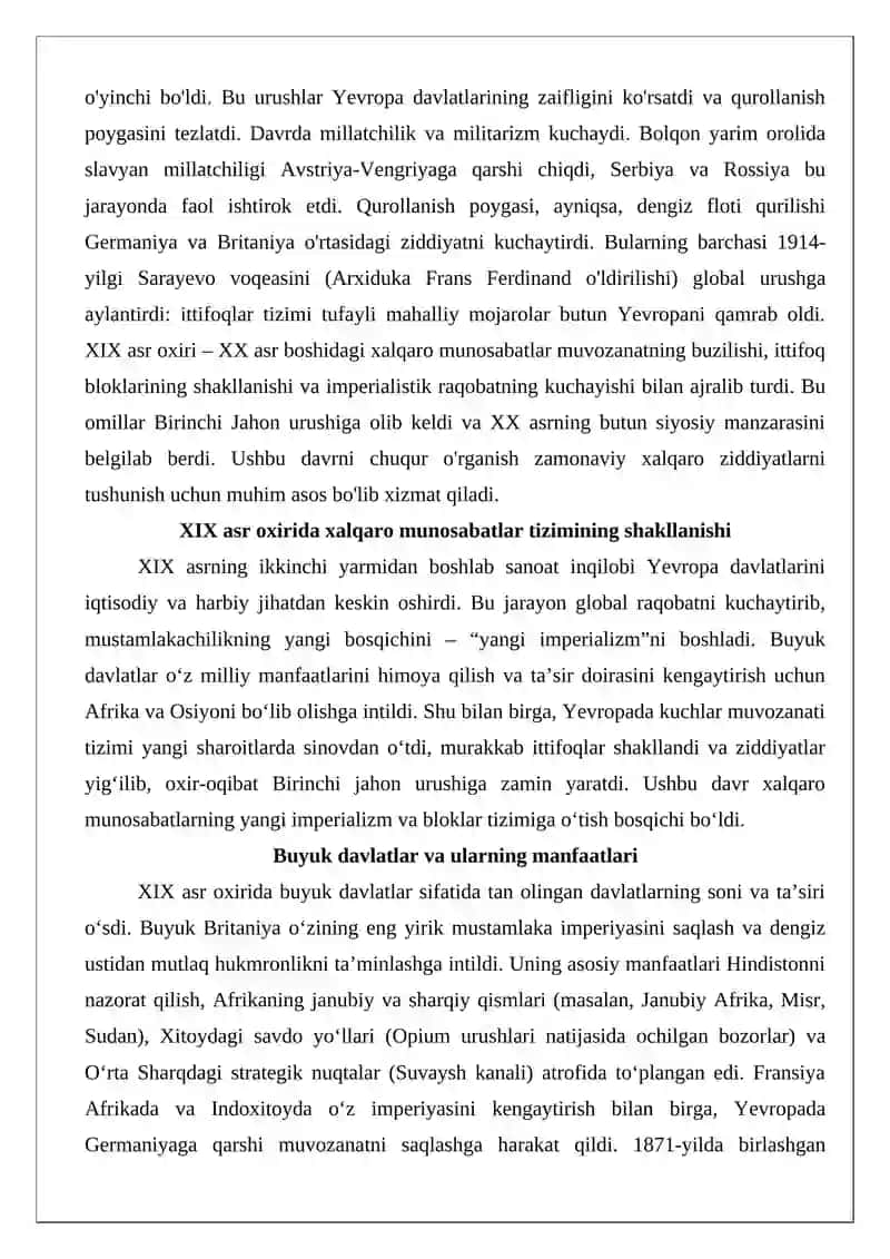 XIX asr oxiri – XX asr boshidagi xalqaro munosabatlar 3