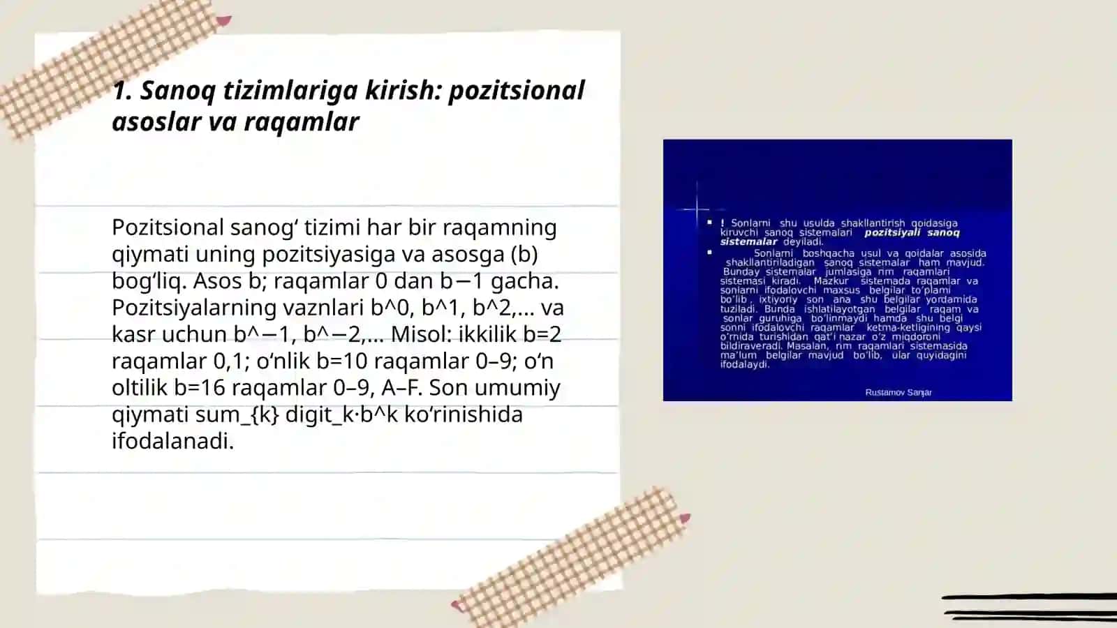 Turli sanoq sistemalarida amallar bajarish 3