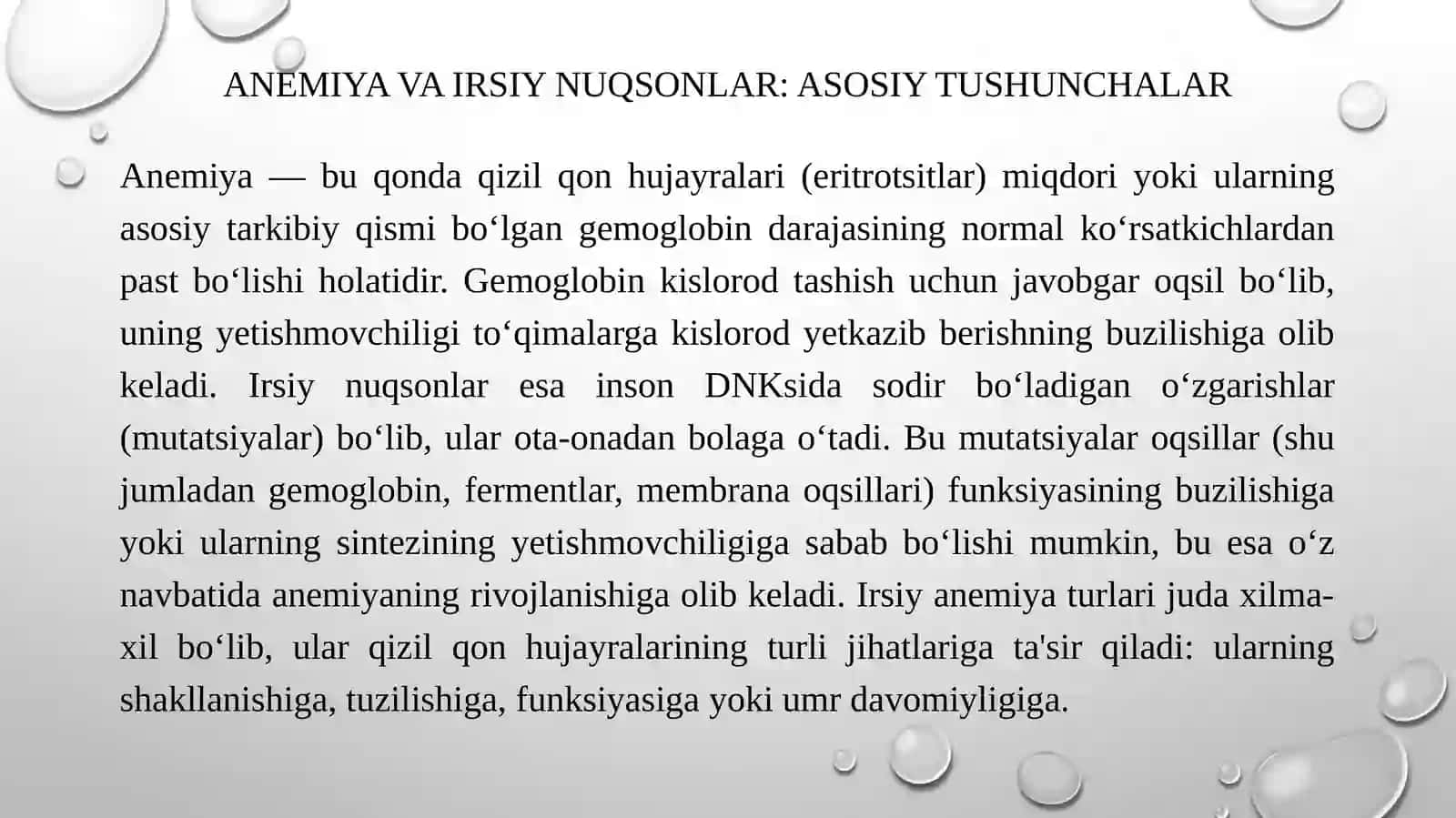 Anemiya va Irsiy Nuqsonlar: Asosiy Tushunchalar 3