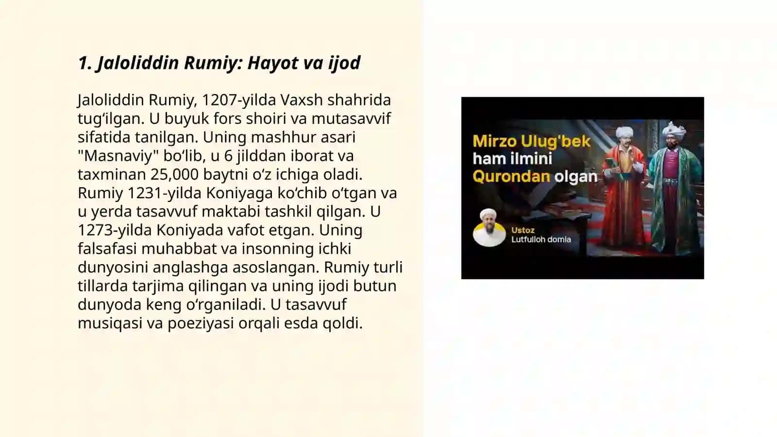Jaloliddin Rumiyning kreativlik nazariyalari 3