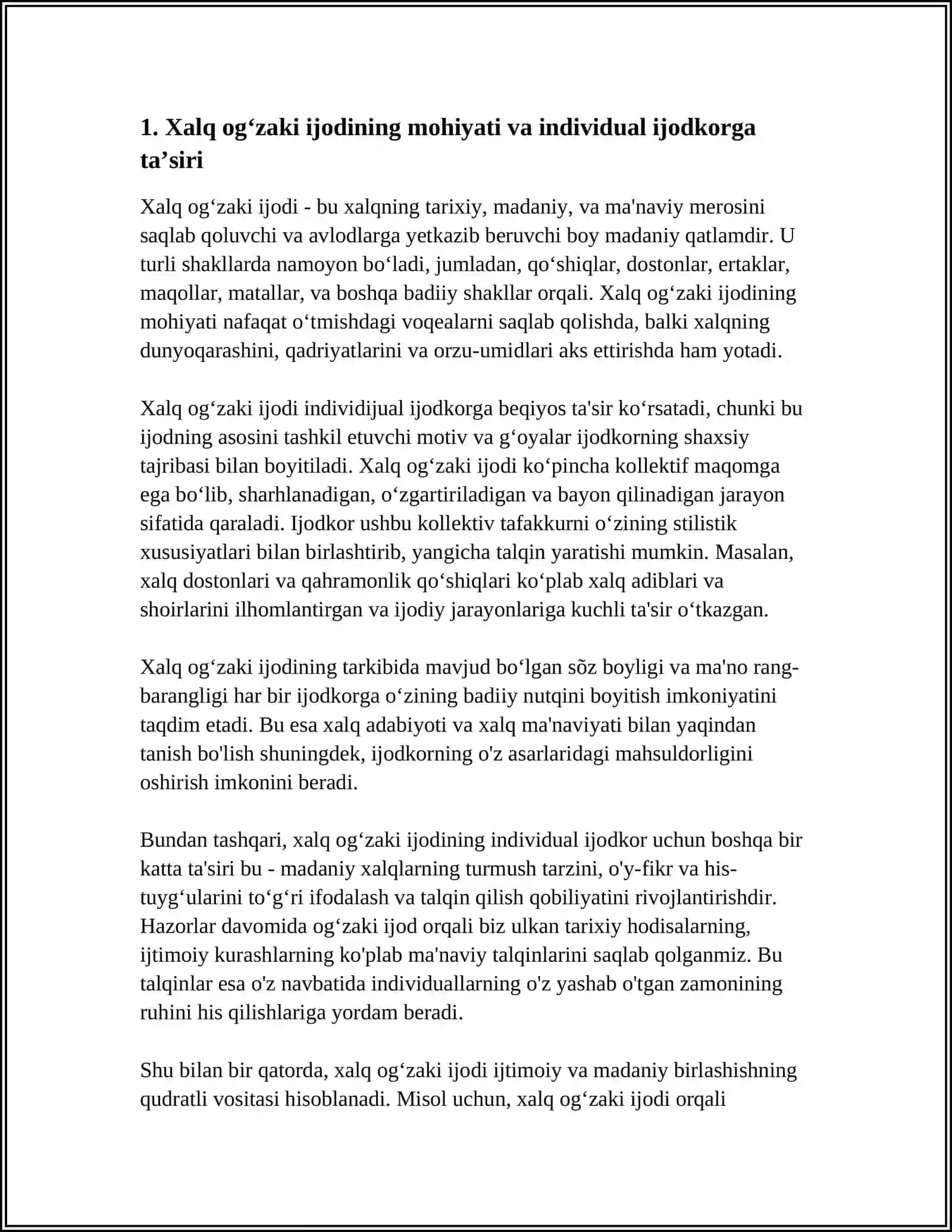 INDIVIDUAL IJODKORNING XALQ OGʻZAKI IJODIDAN FOYDALANISH MAHORATI 3