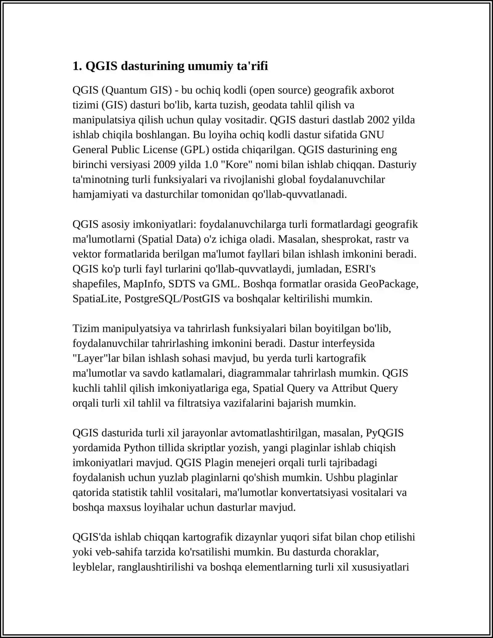 QGIS DASTURI VA UNING ASOSIY FUNKTSIYALARI 3