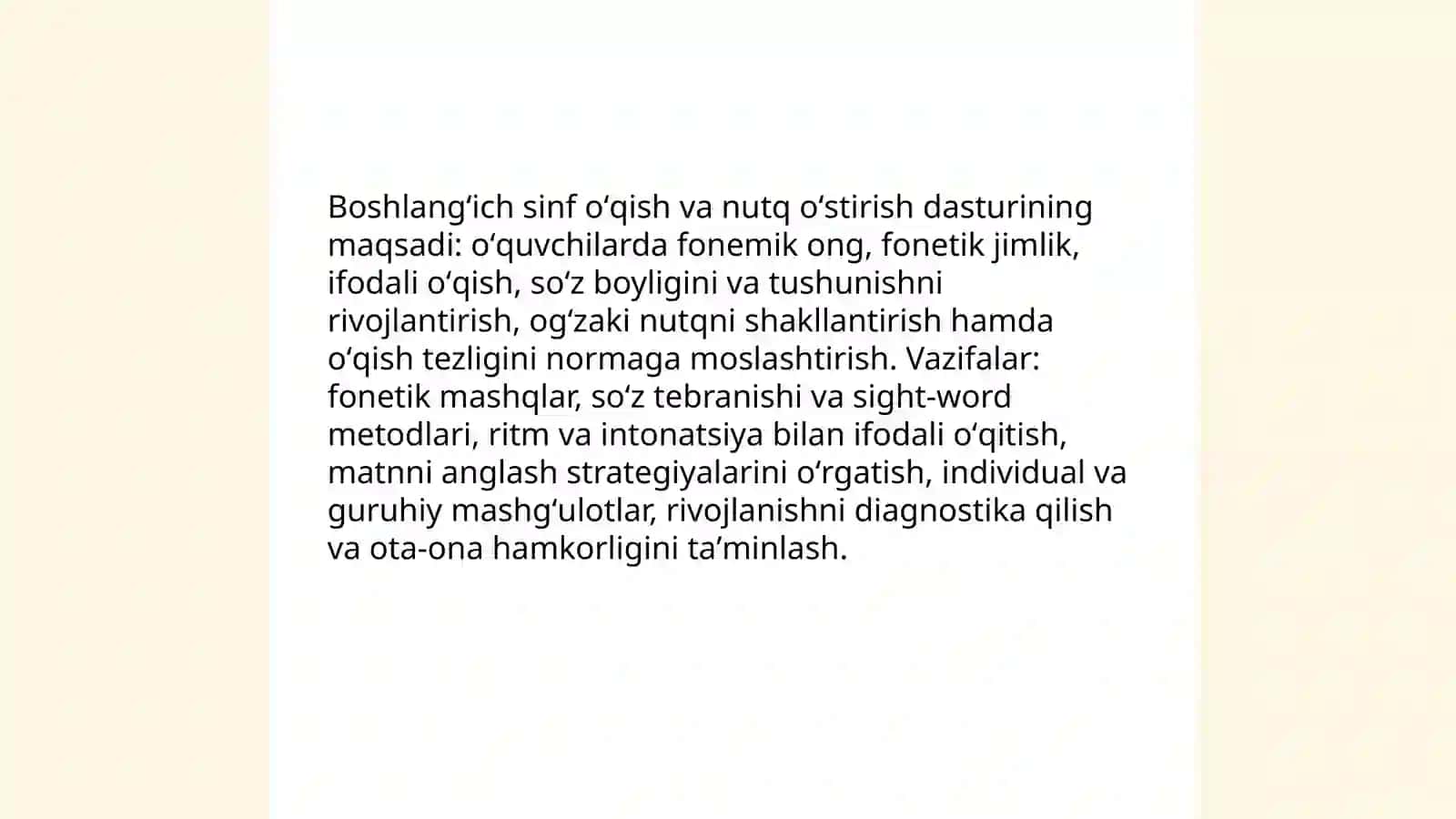 Boshlangʻich sinfda oʻqish va nutq oʻstirish dasturi 3