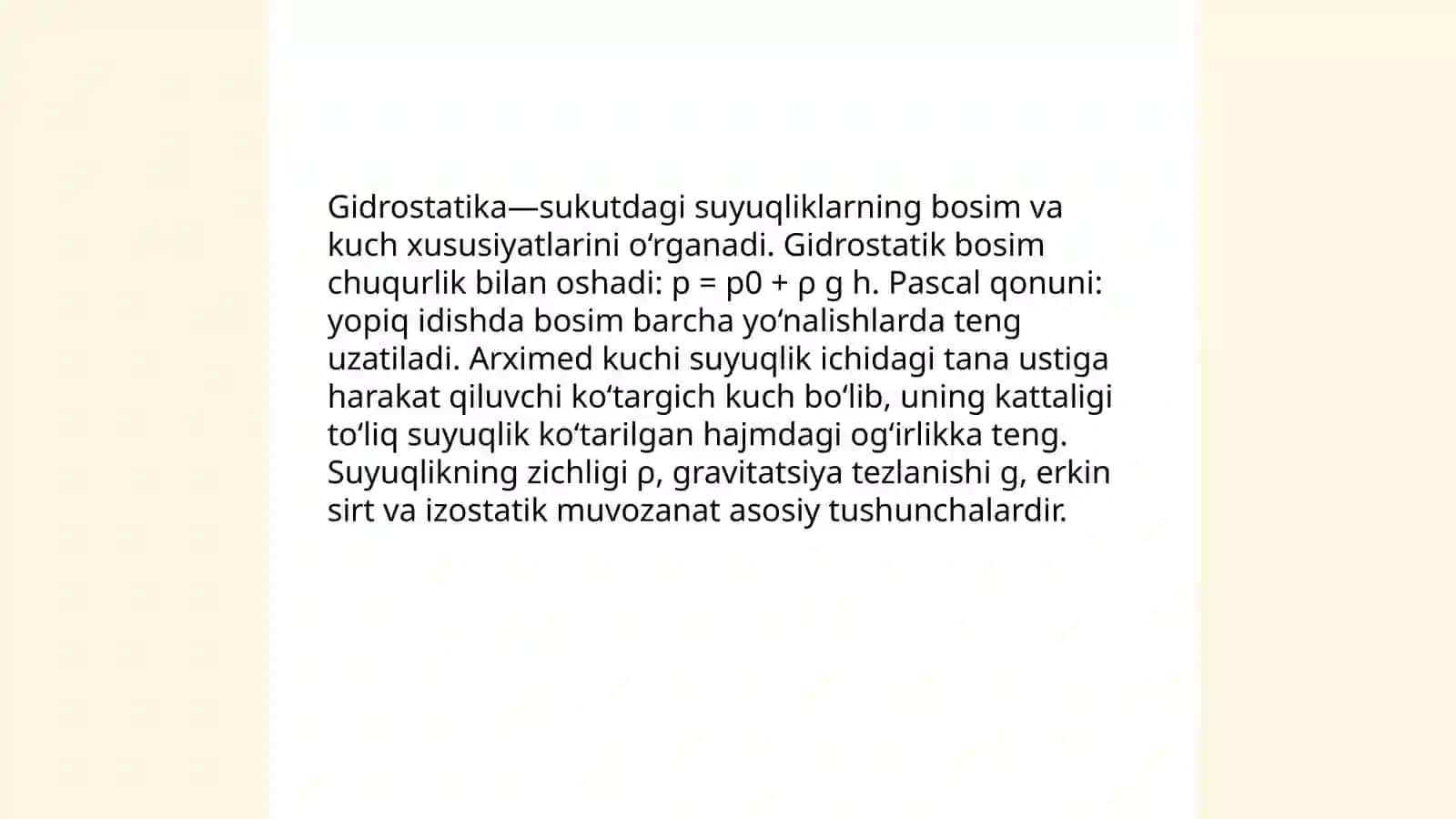 Gidrostatik jarayonlar 3