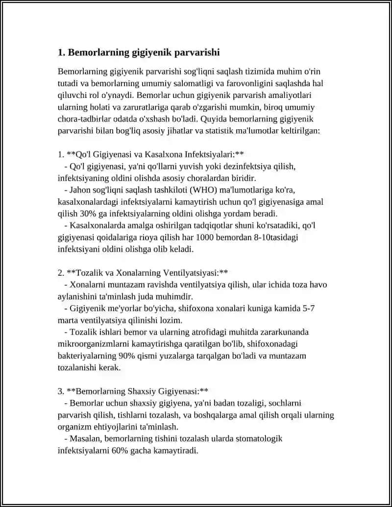 BEMORLARNI UMUMIY PARVARISHLASH TUSHUNCHASI.BEMORLARNI UMUMIY PARVARISHLASHNI TASHKI 3
