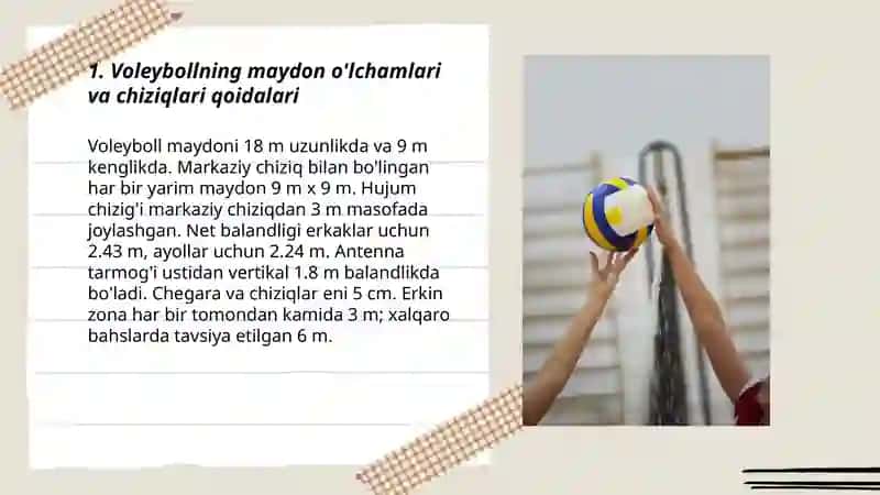 Voleyboll sporti o'yini qoidalari va yengil atletika 3