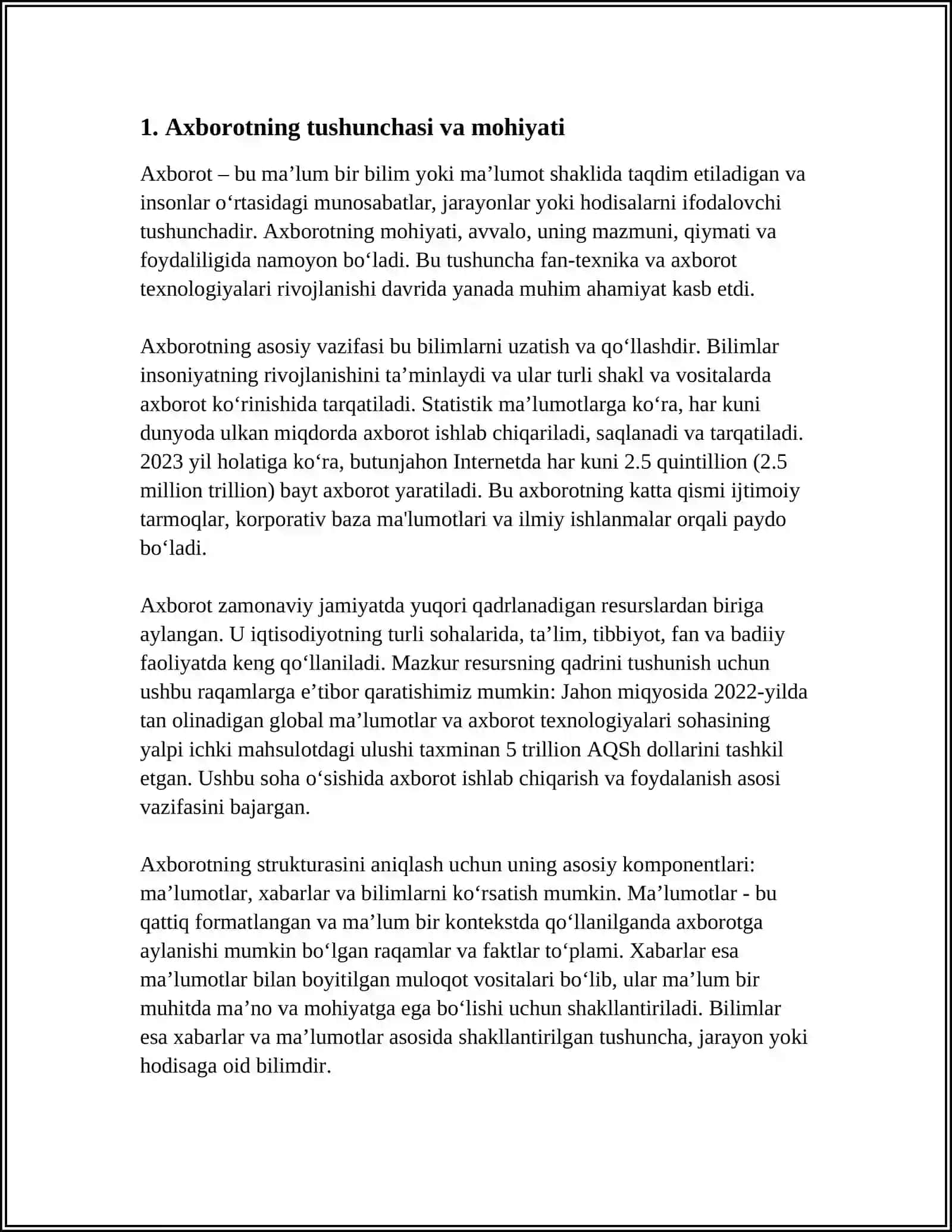AXBOROTLARNING ASOSIY TUSHUNCHALARI VA TAVSIFNOMASI 3