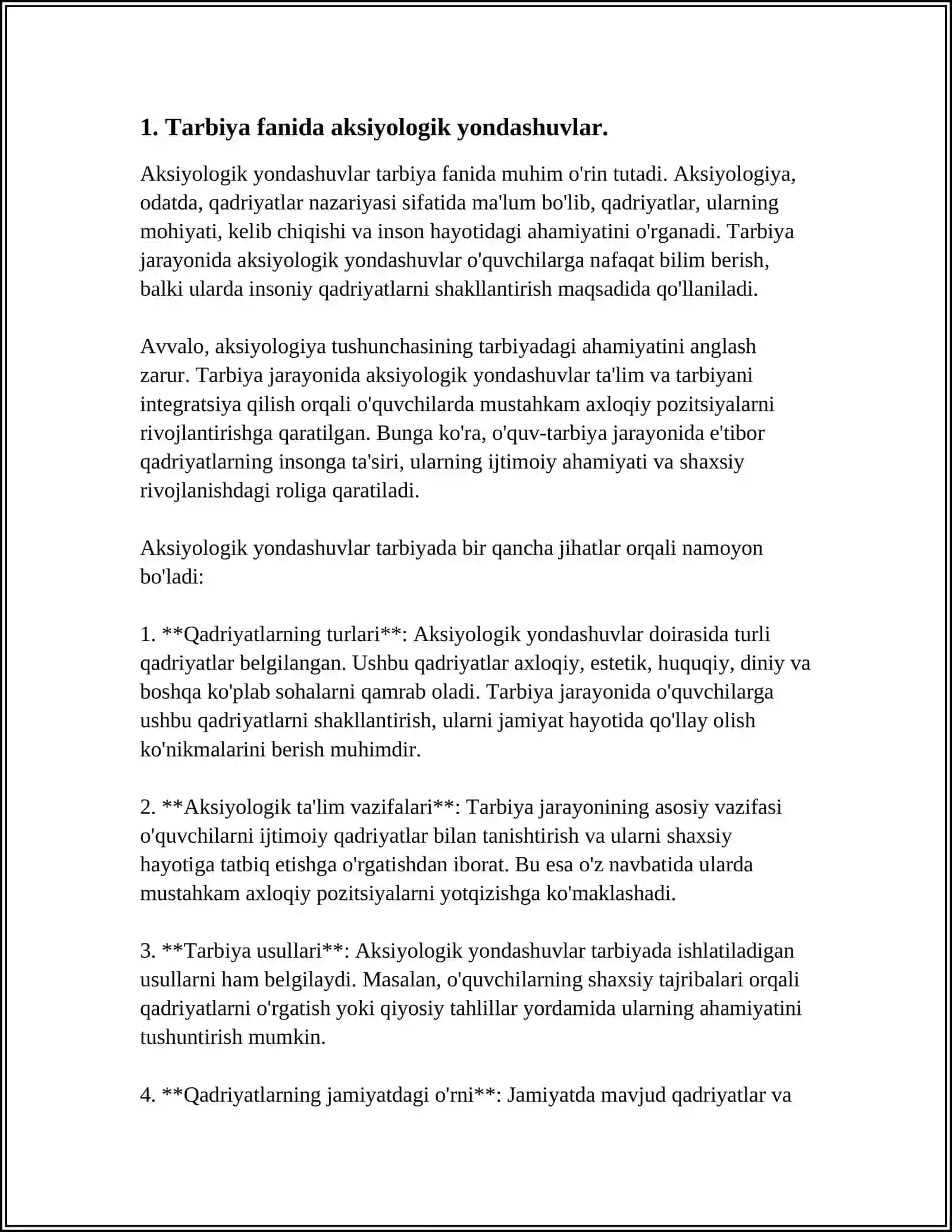 "TARBIYA" FANINI ÕQITISH JARAYONIGA AKSIOLOGIK, TEXNOLOGIK YONDASHUVLAR VA ULARGA TAVSIF 3