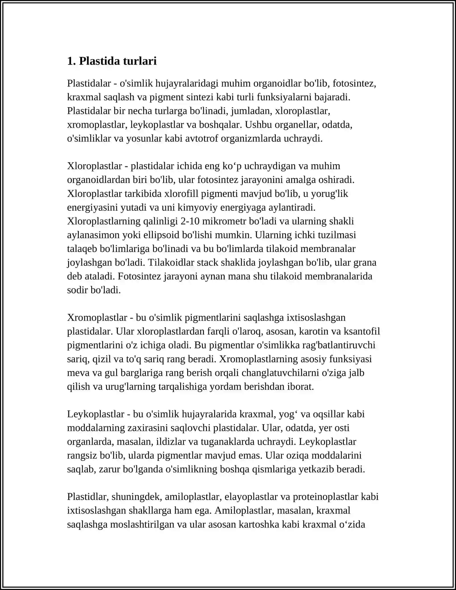 PLASTIDALARNING TURLARI VA ULARNING VAZIFALARI 3