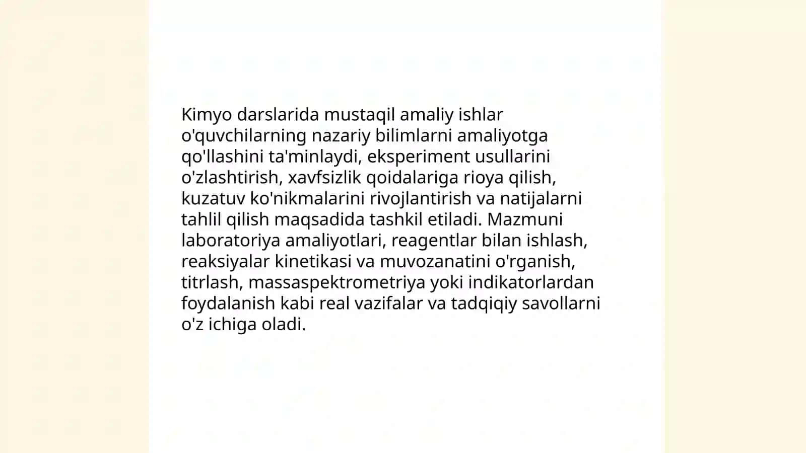 Kimyo darslarida mustaqil amaliy ishlarning mazmuni va maqsadi 3