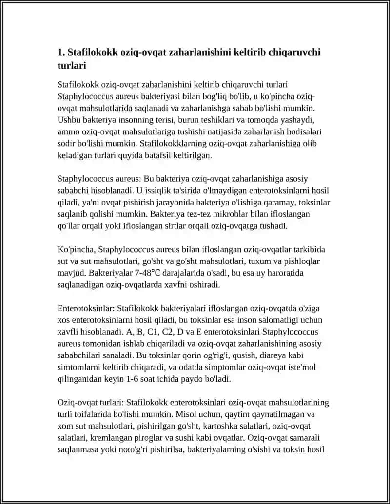 Stafilokokk Bilan Oziq-Ovqatdan Zaharlanish Referat 3