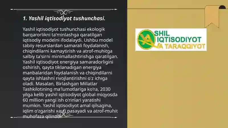 Yashil iqtisodiyotga oʻtishning zaruriyati, tamoyillari va dastaklari 3