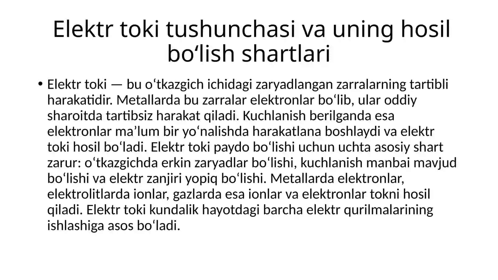 Elektr Toki Tushunchasi 3
