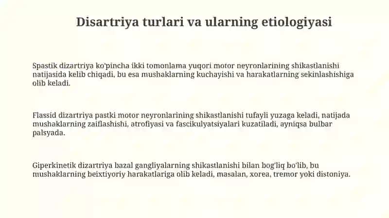Dizartriya shakllarini sxemalashtiring (simptomatikasi' nutqiy, nonutqiy buzilishlar) 3