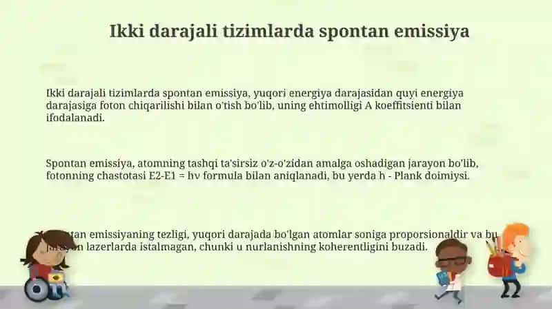 Ikki sathli sistemalarda spontan va majburiy nurlanish 3