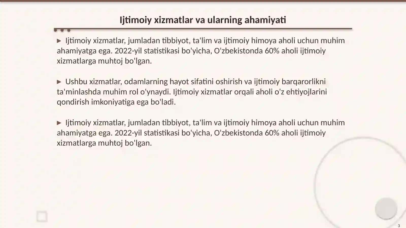Ijtimoiy xizmatlardan foydalanish imkoniyatining cheklanganligi 3