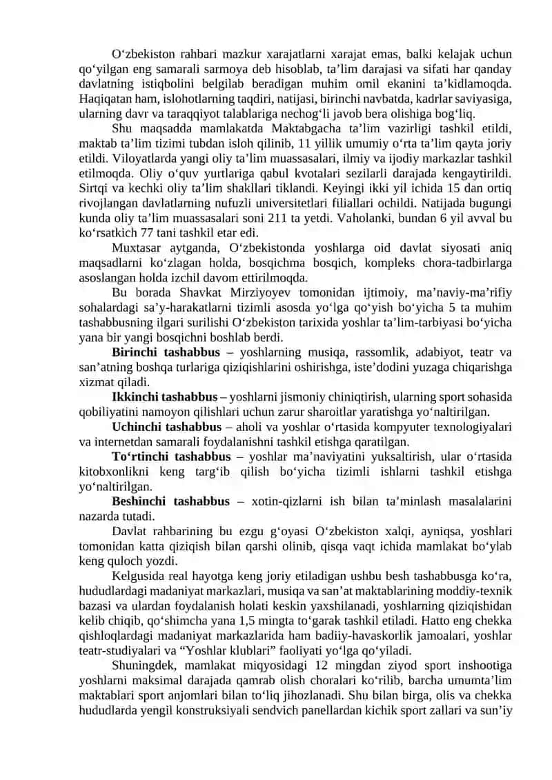 "Yangı O‘zbekiston yoshlari bugunimiz va istiqbolimiz poydevori" 3