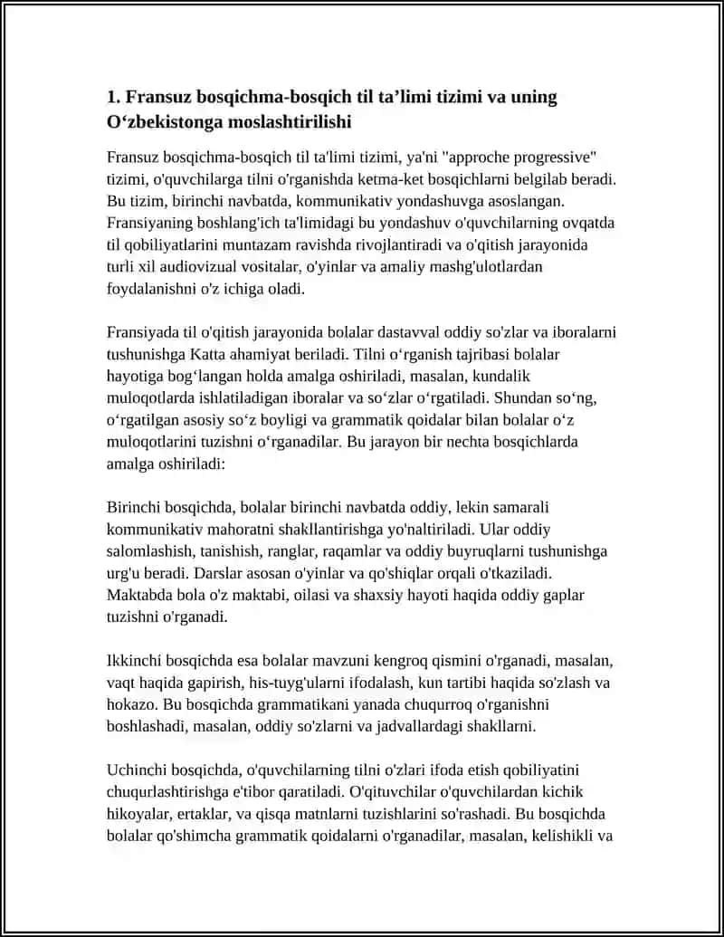 FRANSIYA RESPUBLIKASINING BOSHLANĜICH TA'LIMDAGI TIL OʻRGATISH TENDENSIYASINI OʻZLASHTRISH 3