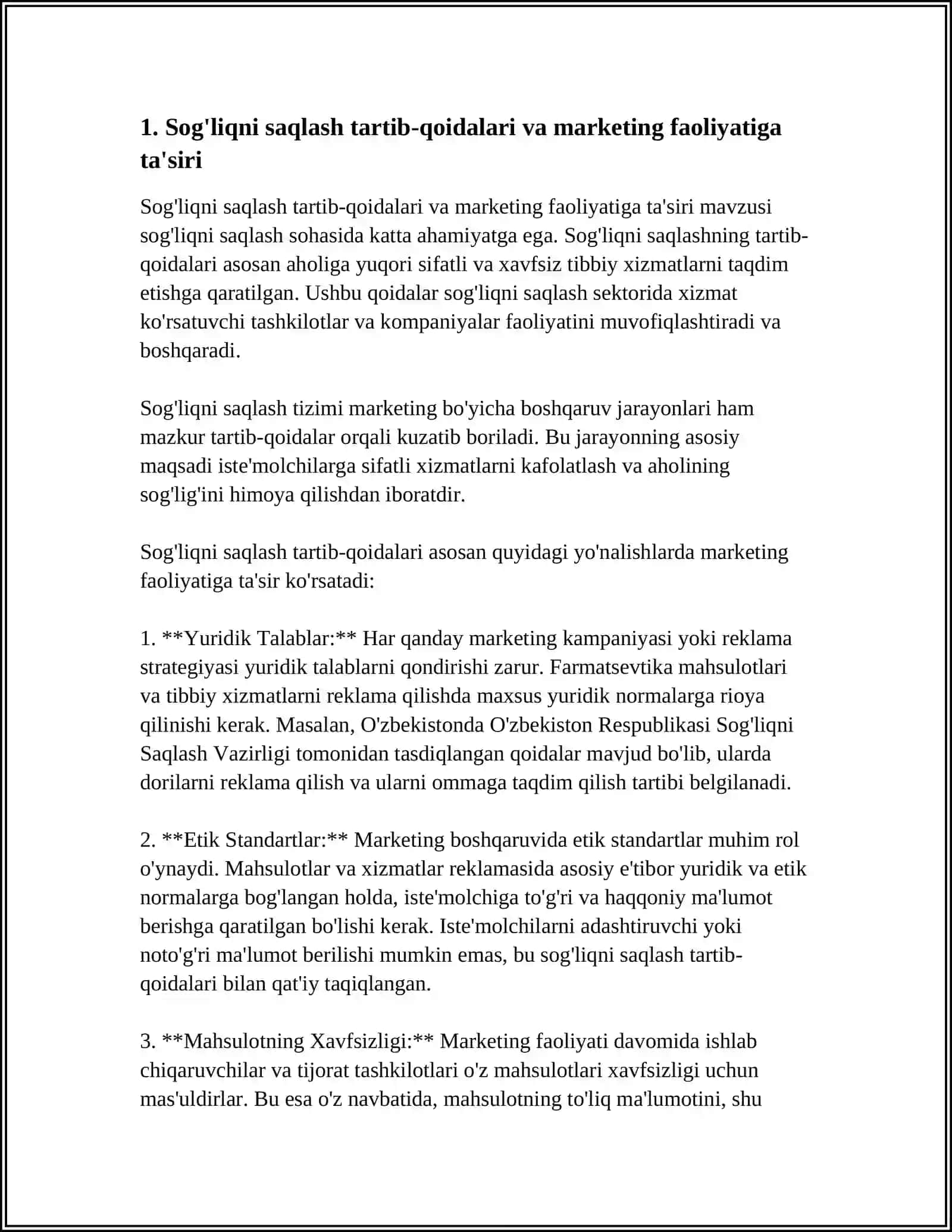 SOG'LIQNI SAQLASHGA BO'LGAN TALABLAR VA MARKETING BOSHQARUVI 3