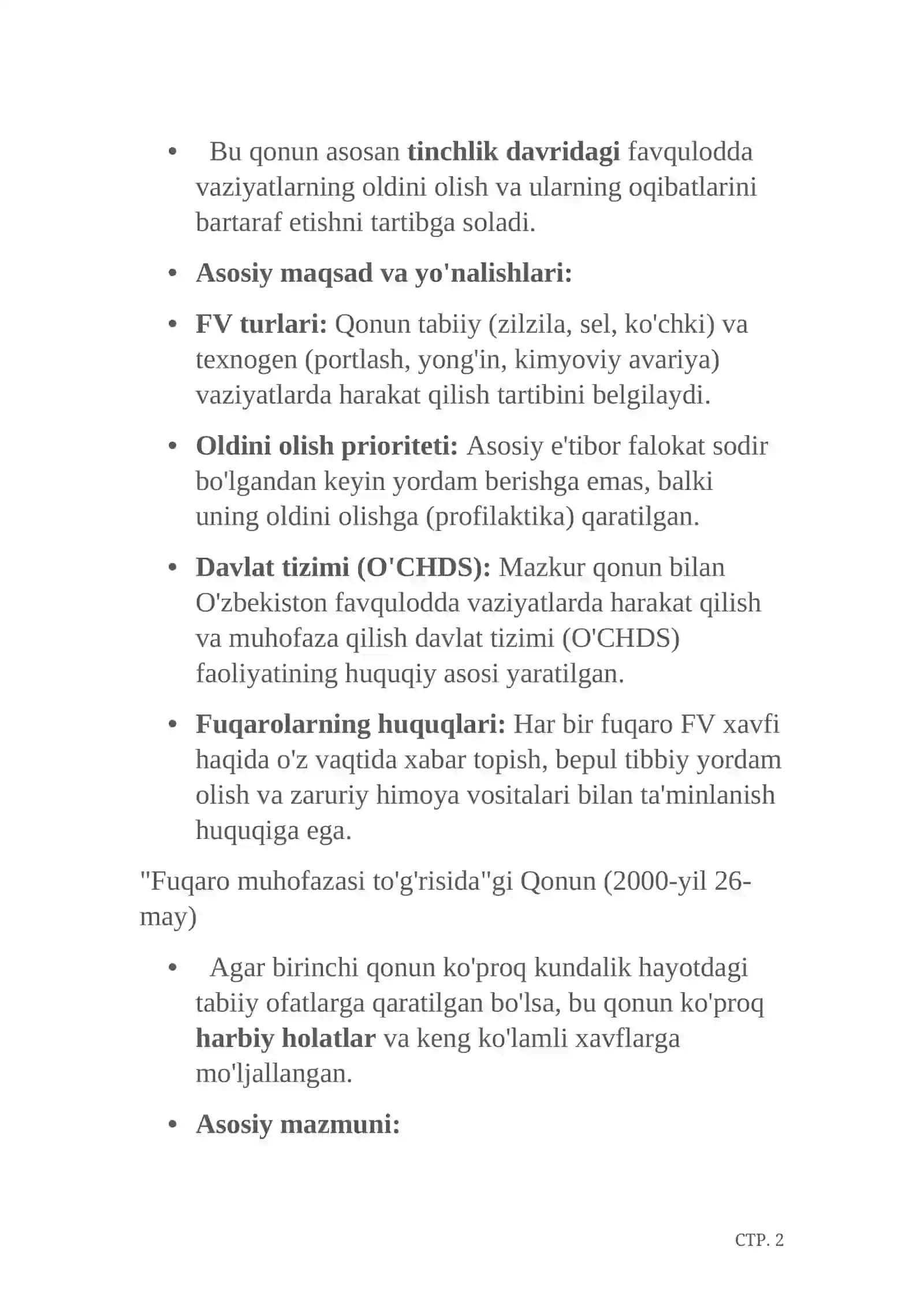 Aholini va hududlarni tabiiy hamda texnogen xususiyatli favqulodda vaziyatlardan muhofaza qilish to'g'risida 3