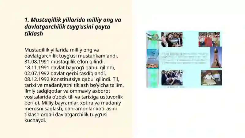 Mustaqillik yillarida O‘zbekistondagi ma’naviy va madaniytaraqqiyot 3