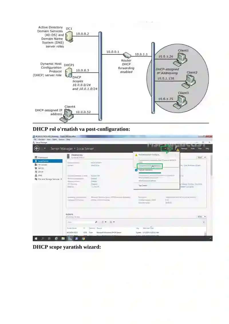 Windows Server operatsion tizimida tarmoq xizmatlarini o'rnatish va sozlash (DHCP, DNS) 3