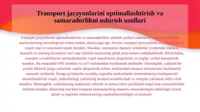 Transport Logistika markazlarini faoliyatini o'rganish 3