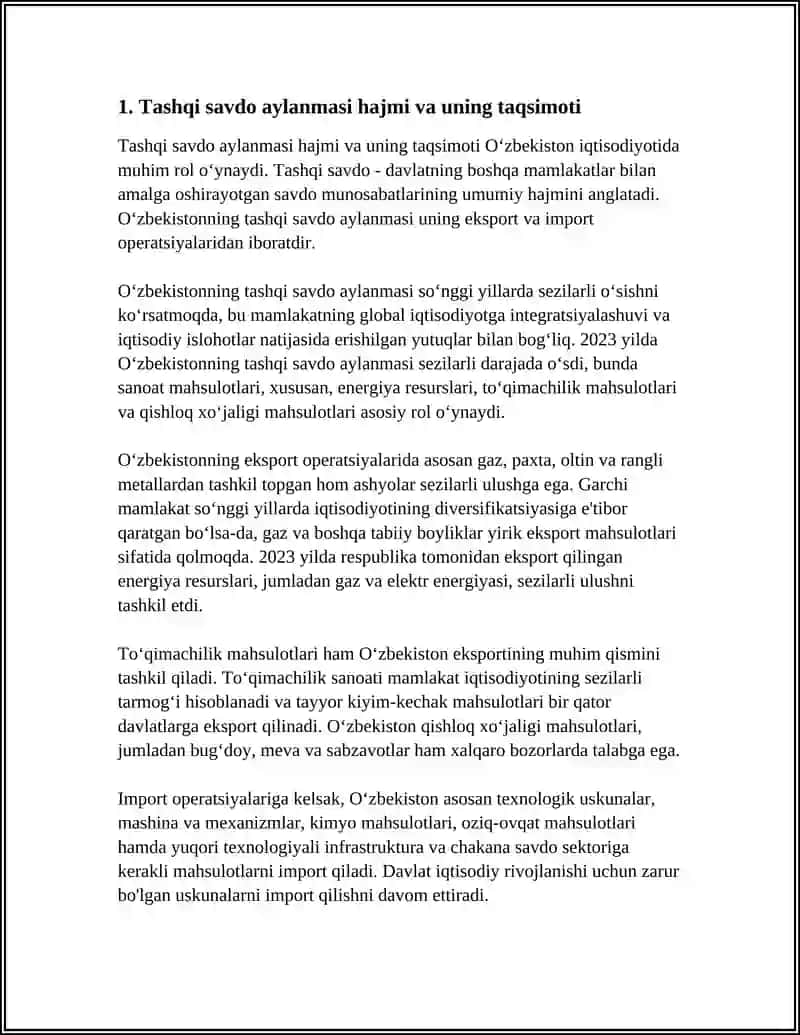 Tashqi Savdo Aylanmasi Hajmi va Tarkibi 3