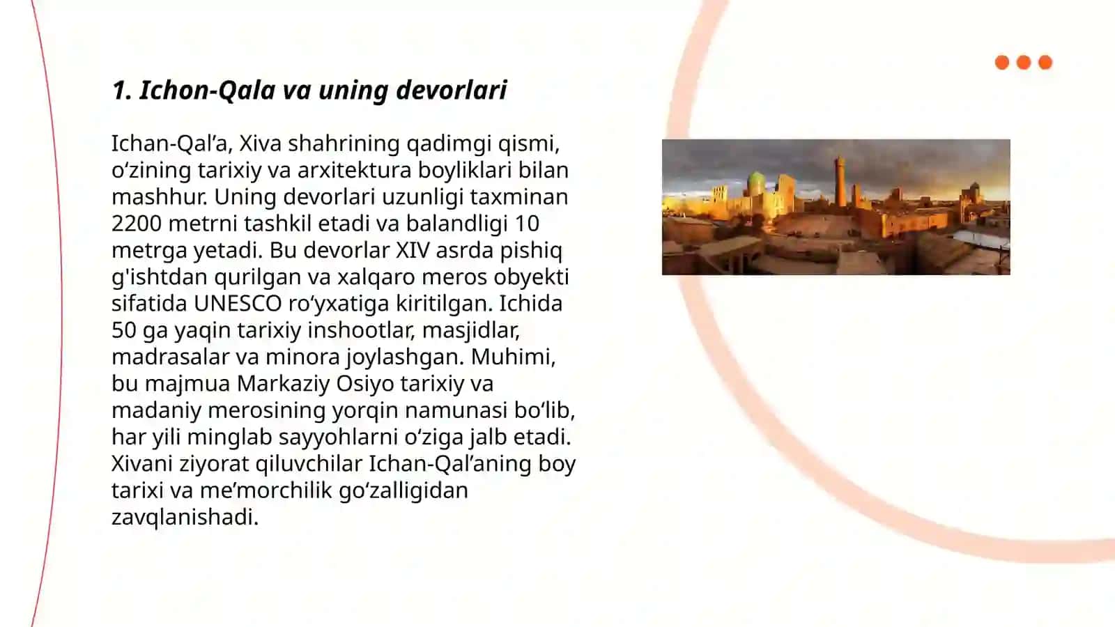 Xiva shahri me'moriy obidalari rasmlari va tarixi 3